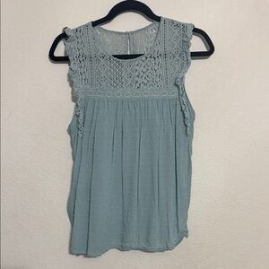 entro Light Blue Crochet Yoke Sleeveless Camisole